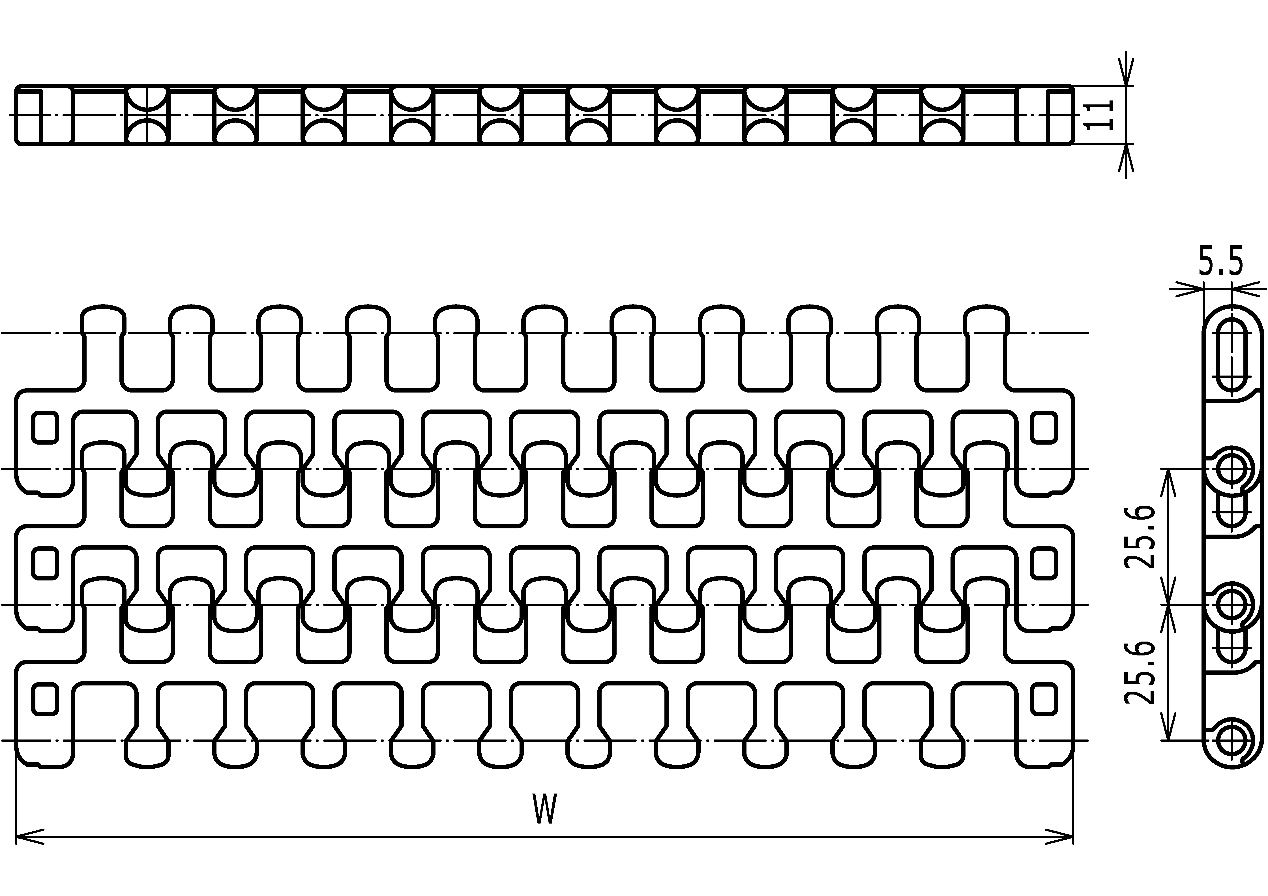 M2540 Radius Flush Grid With Hold-Down Edge Modular Conveyor Belt (2)