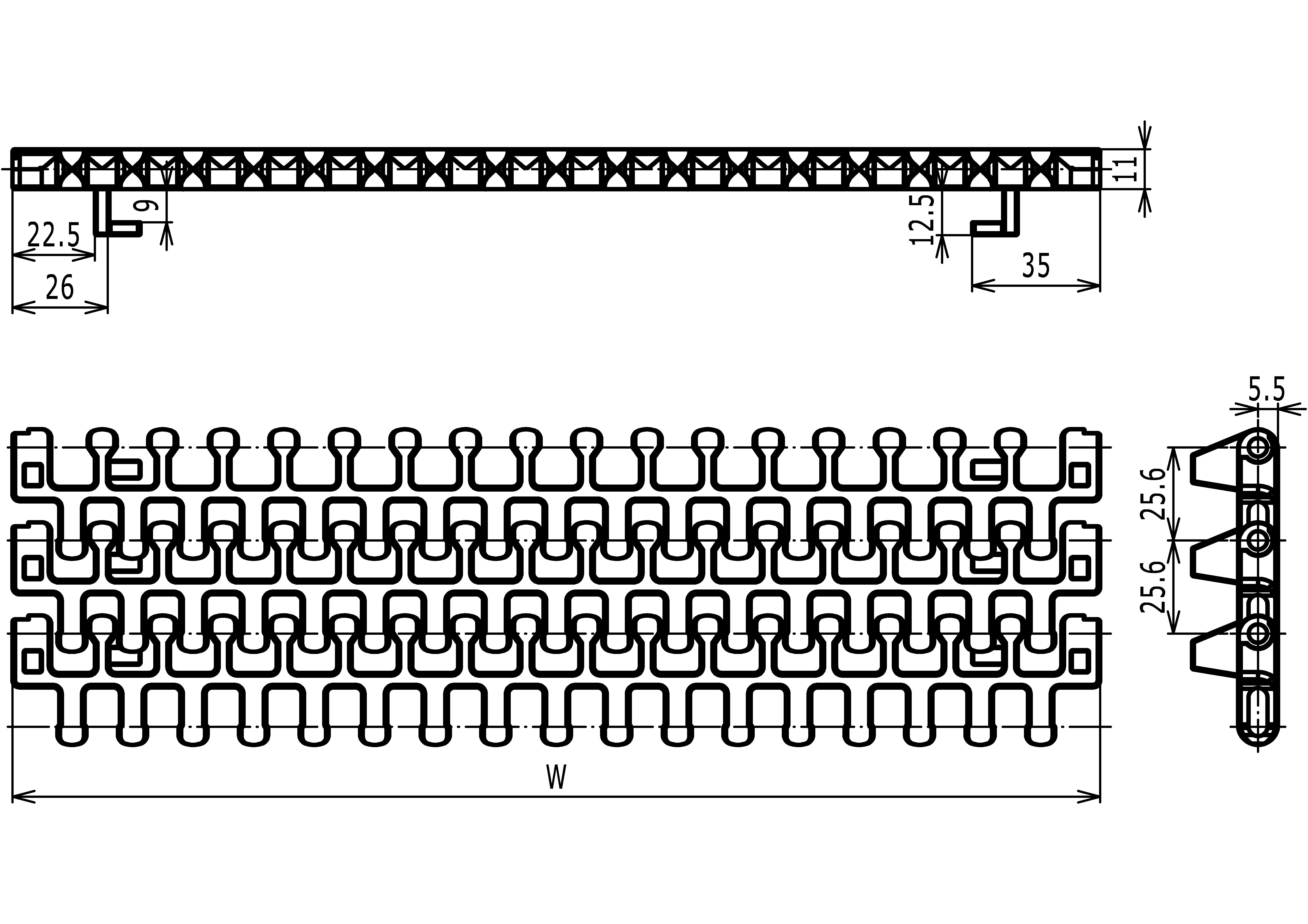 M2540 Radius Flush Grid With Hold-Down Edge Modular Conveyor Belt (7)